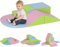 HOMCOM Kinderspeelset met zachte materialen - Polyurethaan - 150x100x24cm - Groen, Roze, Lichtblauw