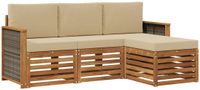 vidaXL - Acacia Houten Loungeset - 4-delig - Natuurlijk en Beige