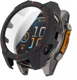 Strap-it Housse rigide avec protecteur d'écran intégré - convient pour le Garmin Fenix 8 - 51mm AMOLED (couleur noire avec accents rouges)