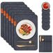 Placemats vilt, afwasbaar, hittebestendige placemats en onderzetters, 6 wasbare placemats, 6 antislip vilten onderzetters en 6 bestekhoezen, bescherm je keuken (placemat, vilt, rechthoekig)
