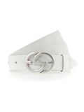 Vanzetti Leren Riem Full Leather Buckel Belt W110 White Wit