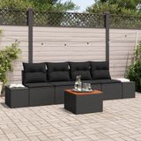 vidaXL - Tuinbank - Set - 5 - st - Zwart - poly - rattan