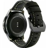 Strap-it Smartwatch bandje 20mm - lederen horlogebandje zwart - geschikt voor Samsung Galaxy Watch 42mm / Galaxy Watch 3 41mm / Galaxy Watch Active2 / Galaxy Watch 4 & 4 Classic - Amazfit GTS / Bip - Polar Ignite / Unite