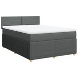 VidaXL Boxspringbed met matras, donkergrijs, 160x200 cm, gestoffeerd