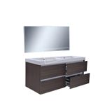 Wiesbaden Set Vision Hangend 120cm MDF Houtnerf Grijs Kunstmarmeren Wastafel met Spiegel