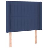 VidaXL Hoofdbord met randen 93x16x78/88 cm stof blauw