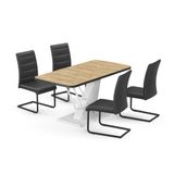 Vicco Eettafel set Fenaro Goudkleurig Eiken/Wit 120 x 80 cm met 4 eetkamerstoelen, zwart