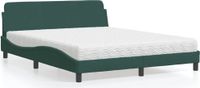Maison Exclusive - Lit avec matelas « Dover » vert foncé 160 x 200 cm, velours