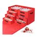 Relaxdays kerstballen opbergdoos met lades, voor 128 ballen, polyester/karton, rood