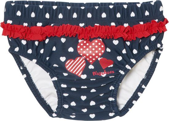 Playshoes - Herbruikbare zwemluier meisjes - blauw met hartjes - Maat: one size