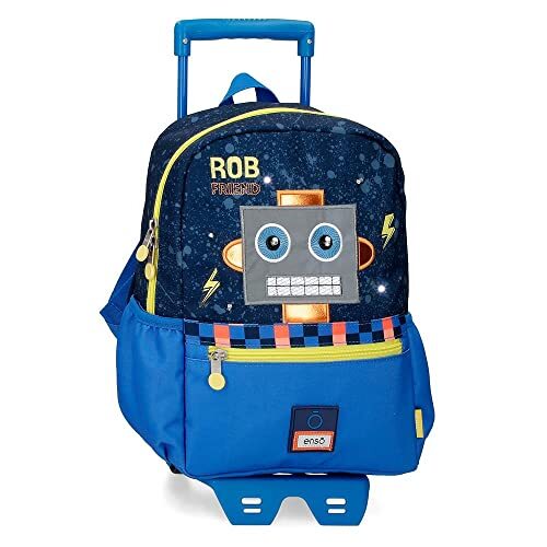 Enso Rob Friend schoolrugzak met trolley, blauw, 25 x 32 x 12 cm, polyester, 9,6 l