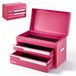 VEVOR Boîte à outils avec 2 tiroirs, boîte à outils portable en acier, rose, boîte à outils empilable pour atelier, garage, bureau et maison, 280x150x180mm, avec compartiment de rangement supérieur, inserts de protection et aimants