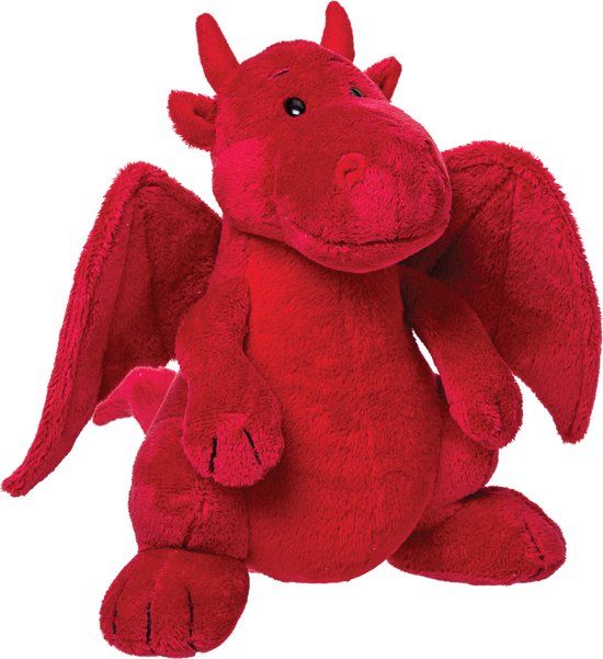 Suki Gifts Knuffel Draak pluche - rood - 17 cm