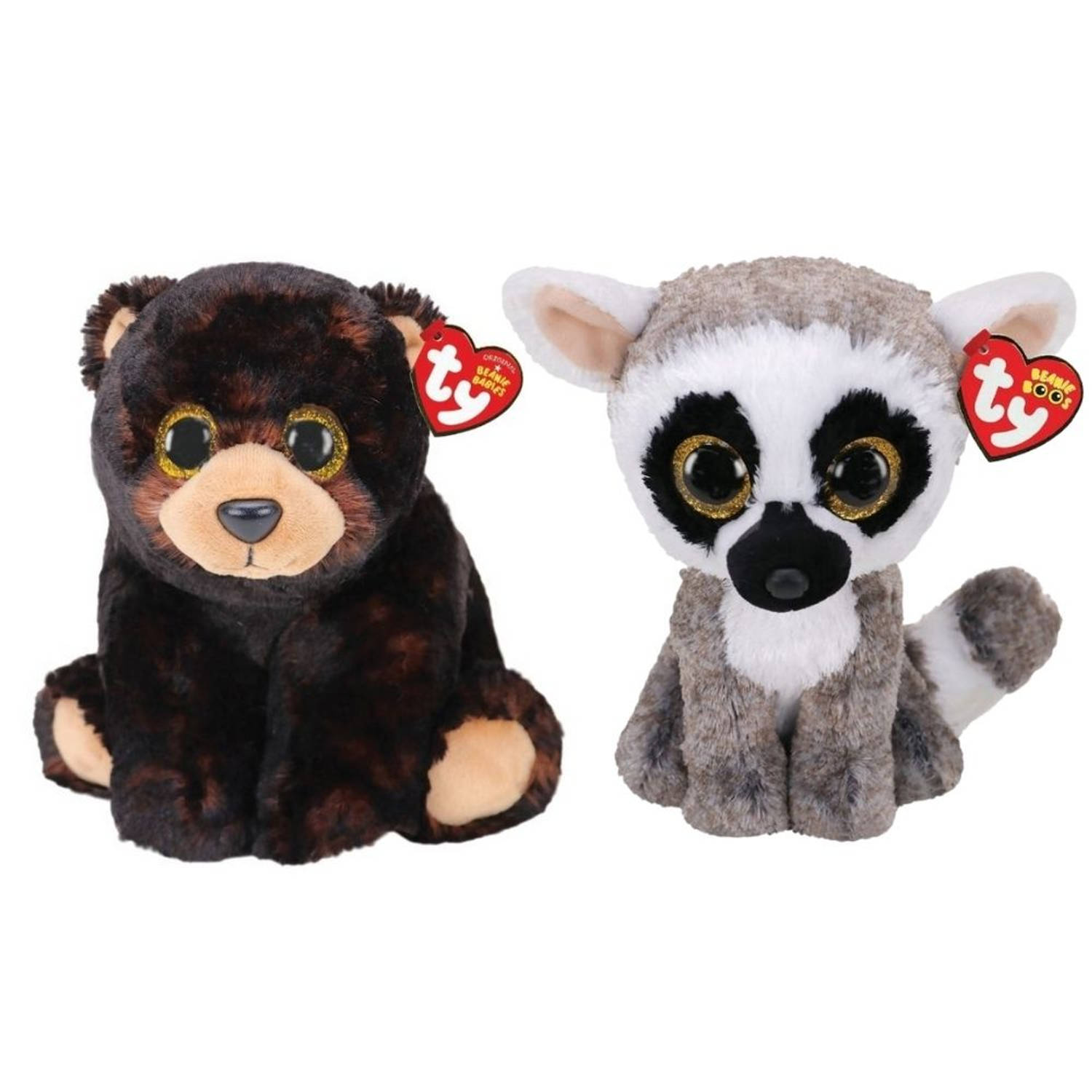 TY - Knuffel - Beanie Buddy - Kodi Bear & Linus Lemur