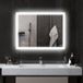 Miroir LED salle de bain mural 80x60 cm, lumière 3 teintes réglable, toucher tactile, verre clair, avec interrupteur.