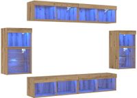 vidaXL Tv-meubelset 8-delig Artisanaal Eikenkleurig Bewerkt Hout
