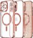 Techsuit Luxury Glitter Back Cover hoesje met MagSafe pour Apple iPhone 16 Pro Max - Rosé goud