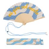 Fisura Originele waaier met het opschrift "Col Vento", moderne en kleurrijke houten waaiers, blauwe handventilator, hanger inbegrepen, grappig cadeau-idee, 42,5 x 23 cm