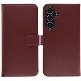 Selencia Echt Leren Bookcase voor de Samsung Galaxy S25 FE - Burgundy