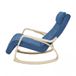 JOYFURNOS Fauteuil à bascule avec accoudoirs, fauteuil de relaxation à bascule en bois de bouleau, repose-pieds 5 positions réglables, Bleu et naturel