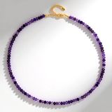 Cavill - Zilveren Ketting met 62,502 ct Uruguayse Amethist - 925 Sterling Zilver Verguld - Verstelbaar 45-50 cm - Elegante Paars Sieraad Dames