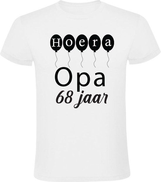 Hoera opa 68 jaar Heren T-shirt - XXL - Wit