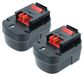vhbw 2x Akku kompatibel mit Black & Decker Firestorm FS1200D, FS12PSK, FSD122, FS1202D, FS12PS, FS1200D-2, FS1202BN Werkzeug (2000 mAh, NiMH, 12 V)