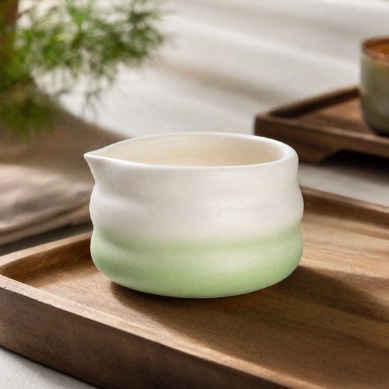 Chiato Keramische matcha kom CHiATO Chawan Mint Earth – Mint / Wit