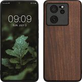 kwmobile telefoonhoesje geschikt voor Xiaomi 13T / 13T Pro - Hoesje met bumper in donkerbruin - Backcover - hout