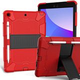 Case voor iPad 10.2 Inch 9e/8e/7e generatie 2021/2020/2019 met Drie-in-één ontwerp, schokbestendig Robuuste case met potloodhouder en standaard - Rood+Zwart