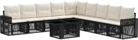 vidaXL Tuinbank Set 10 st Zwart en Crème Wit Polyrattan