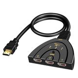 apm Switch HDMI-schakelaar, 4K/1080P, 3-in-1, met geïntegreerde kabel van 50 cm