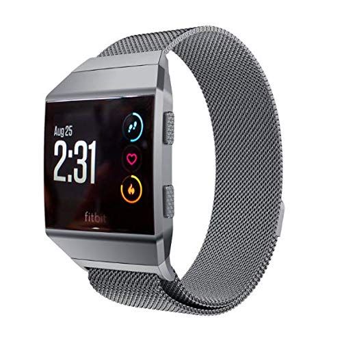 Qubix Milanese bandje voor Fitbit Ionic - Antraciet Grijs - Small
