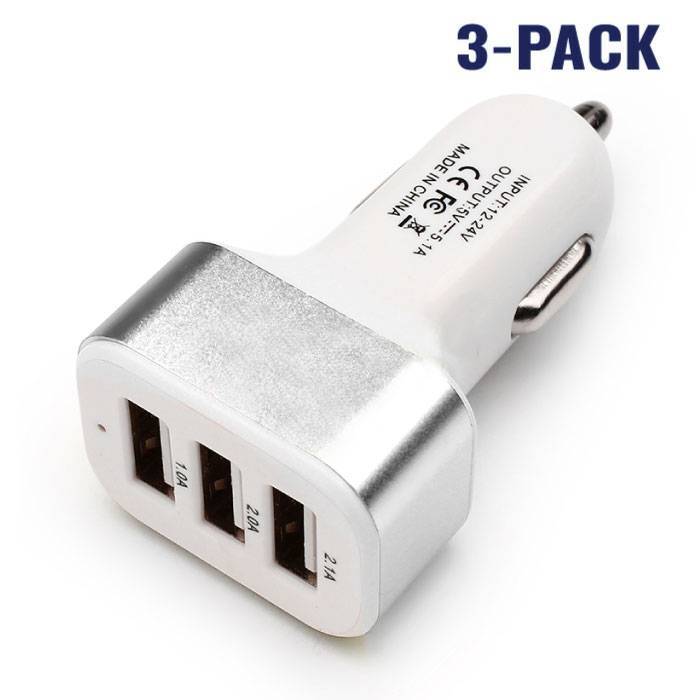 Stuff Certified 3-Pack High Speed 3-Port Autolader/Carcharger Zilver
