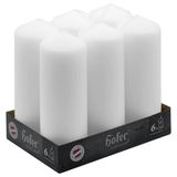 Hofer Pilier kaarsen, 6 stuks, 54 uur brandduur, wit, 6 cm x 16,5 cm, ongeparfumeerde was, druppelvrij, duurzaam, EU-kwaliteit