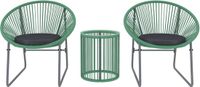 Merkloos Tuinmeubelset - PolyRattan - 3-delig - Groen - Inclusief kussen