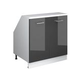 Vicco Rion Kast voor schuine wand – 80 x 81.6 cm met 2 deuren, kastromp 60 cm diepte Antraciet Hoogglans