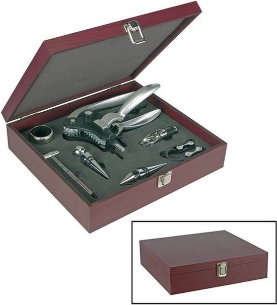 Hi Wijn accessoire set - Rood - Hout - Rechthoek - Inklapbaar