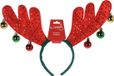 Merkloos Rendier diadeem - rood - pailletten en belletjes - 38 x 26 x 3 cm - haarband