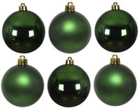 Decoris Kerstballen - 18x stuks - donkergroen - glas - 8 cm - Glans/glanzende - Kerstboomversiering donkergroen