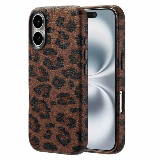 Selencia Sabi Backcover panterprint geschikt voor MagSafe - Mocha Brown - Apple iPhone 16