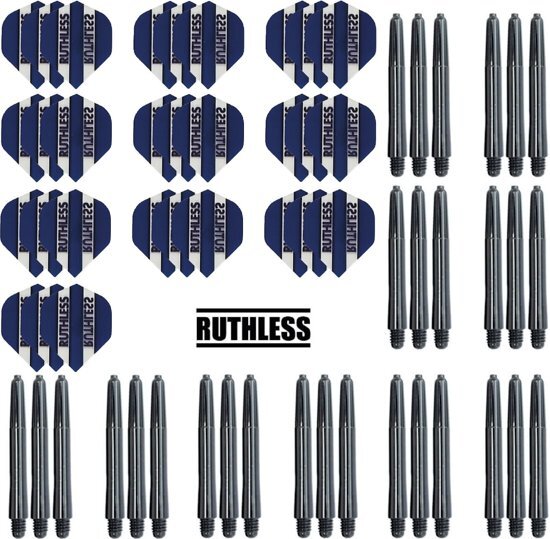 Dragon Darts â€“ 10 Sets Ruthless Flights â€“ darts flights â€“ Blauw â€“ plus 10 sets Dragon â€“ darts shafts â€“ medium