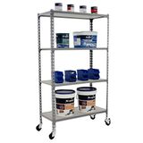 Simon Rack Metalen stelling met wielen 1575x800x300 mm - Maderclick | 4 niveaus, Houten legbord, 75 kg buigbelasting, Corrosiewerende coating, Montage met kliksysteem, Grijs