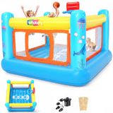 Springkasteel met ballenbad voor peuters van 3-6 jaar, binnen en buiten, klein actief speelcentrum, basketbalmand, hemel en hel spel, premium pvc-springkasteel