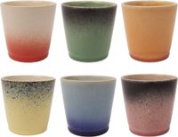 Studio Tavola Koffiekopjes Senseo Fire - Gekleurde Mix 6 Stuks 200 ml - Aardewerk - Vaatwasser- & Magnetronbestendig