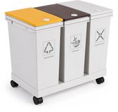 Merkloos / Sans marque Relaxdays Prullenbak afvalscheiding - 3x 12 liter - op wielen - wit