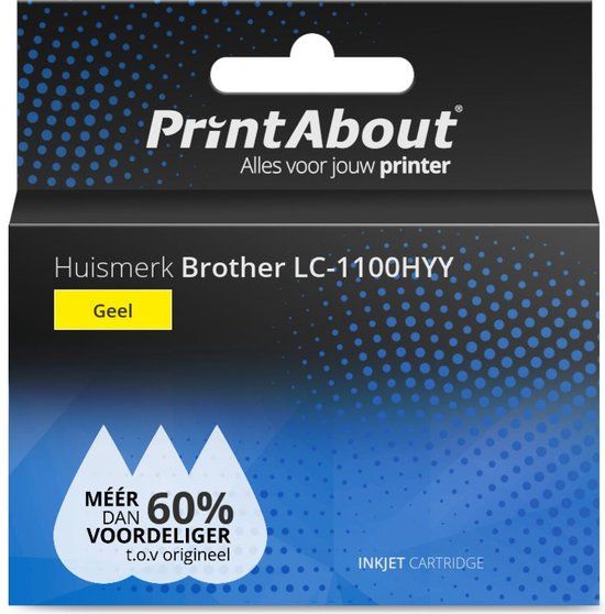 PrintAbout Huismerk LC-1100HYY Geel XL inktcartridge (19.0 ml) - 1000 pagina's - Compatibel met Brother