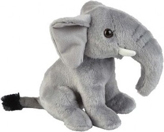 Ravensden Pluche grijze zittende olifant knuffel 18 cm - Olifanten wilde dieren knuffels - Speelgoed voor kinderen