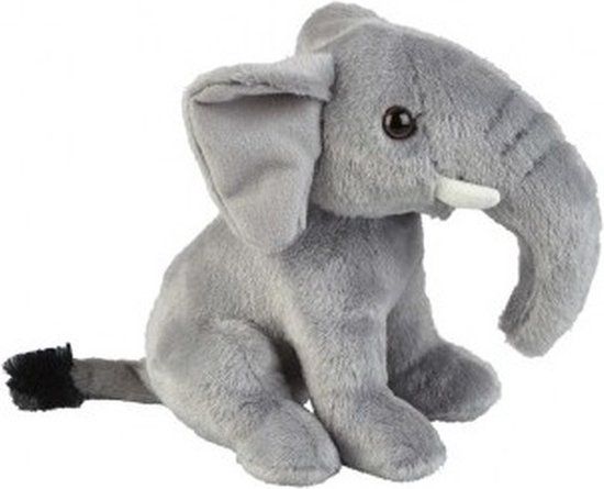 Ravensden Pluche grijze zittende olifant knuffel 18 cm
