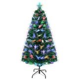 Uten Kunstkerstboom, glasvezel, 180 cm, met verlichting, 220 pvc-punten, geïntegreerde meerkleurige lampen, metalen standaard, kerstdecoratie
